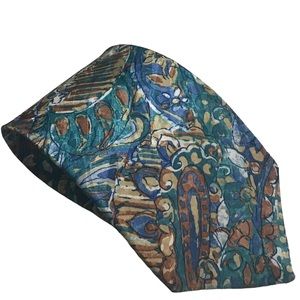 Halston Original Tie Abstract Floral Paisley Polyester USA 55 L x 3 3 / 4 Tied